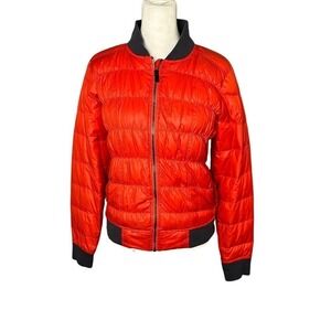 Athleta Womans Red Orange Puffer Coat Size Small